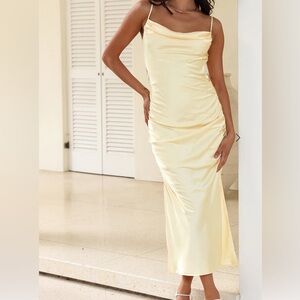 Elegant Satin Cowl Neck Evening Dress
